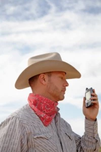 iphone cowboy with cell phone