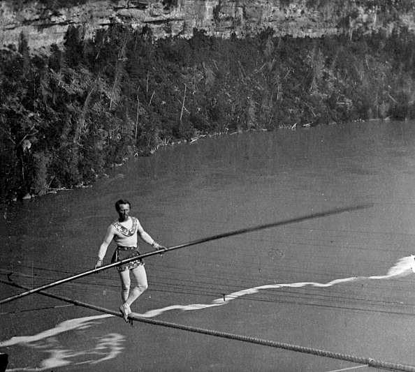 Blondin Over Niagara Charles Blondin walking across Niagara Falls