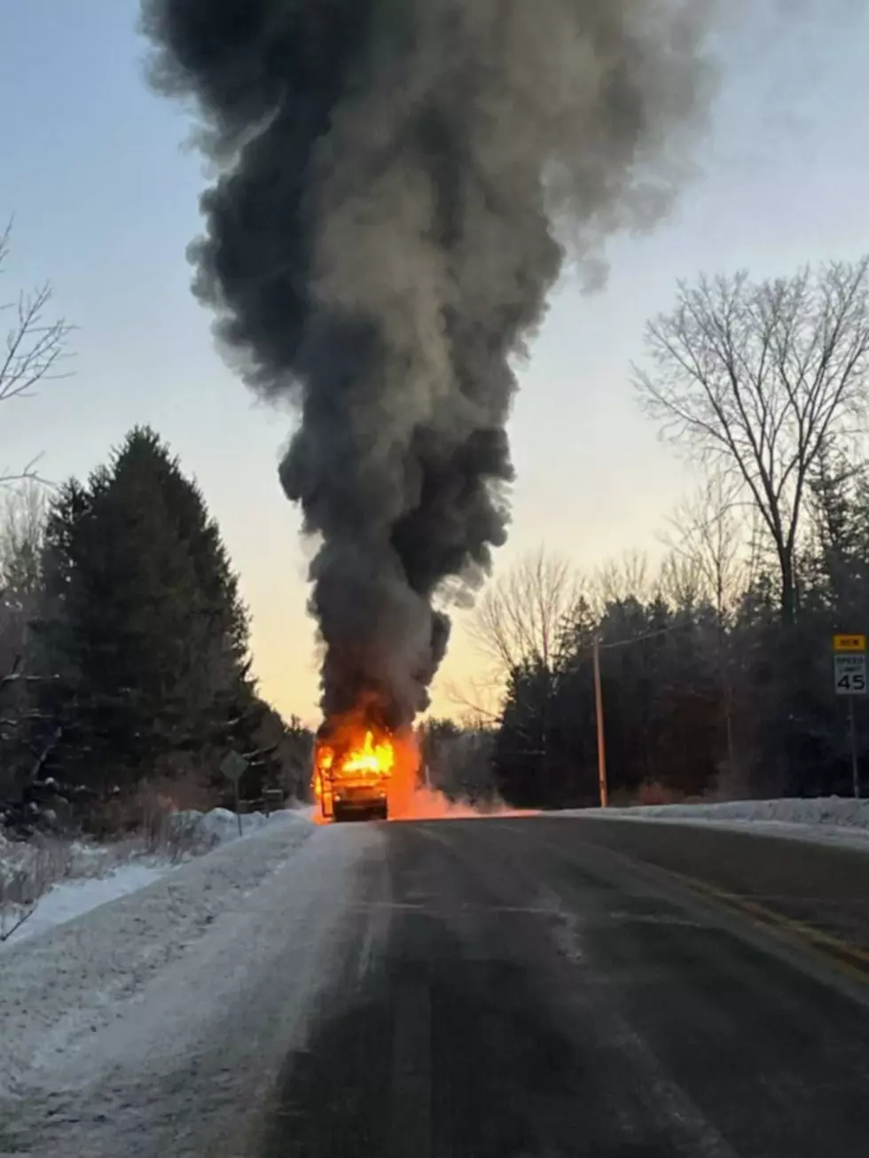 School Bus Engulfed in Flames in Springville, New York; Kids O.K.